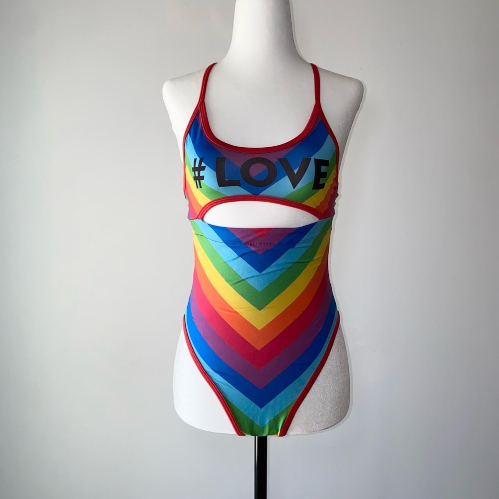 Bold Rainbow #Love Cut out  BodySuit - Pride Edition